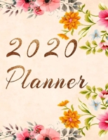 2020 Planner Weekly and Monthly Jan 1, 2020 to Dec 31, 2020 year planner Floral Pink Orange Yellow turquoise flowers Cover gilt Aureate & golden style day by day scheduler agenda Weekly & Monthly Plan 1677378018 Book Cover