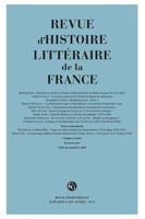 Revue d'Histoire Litteraire de la France 2406117650 Book Cover