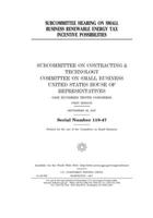Subcommittee hearing on small business renewable energy tax incentive possibilities 1709209372 Book Cover