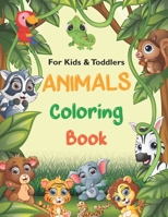 Animals Coloring Book for Kids & Toddlers: Wild & Farm Animals Colouring Book, Cute Cow, Giraffe, Owl, Elephant, Tiger, Lion, Bear, Rabbit, Age 3-8 B088T31R2C Book Cover