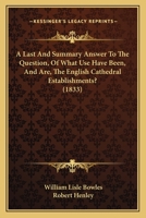 A Last and Summary Answer 0526177578 Book Cover