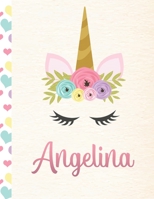 Angelina: Personalized Unicorn Journal For Girls - 8.5x11 110 Pages Notebook/Diary With Pink Name 1702382923 Book Cover