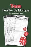 Yam - Feuilles de marque: Bloc de marque pour jeu de d�s Yam 100 pages de jeux 101 pages, 20,32cm x 25,4cm Broch� fond vert avec trois d�s rouge et les fiches de score 1673718280 Book Cover