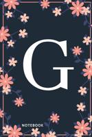 G Notebook: Monogram Initial G Notebook for Women and Girls, Pink & Blue Floral Cover 1081791942 Book Cover