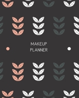 Makeup Planner: Face Chart Workbook for Planning and Practicing Makeup/Personal and Professional Black with Cool Tones Leaf Pattern 1710579013 Book Cover