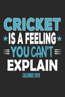 Cricket Is A Feeling You Can't Explain Calende 2020: Funny Cool Cricket Calender 2020 Monthly & Weekly Planner - 6x9 - 128 Pages - Cute Gift For Cricket Players, Team, Clubs, Coaches, Fans, Lovers 1651138087 Book Cover