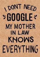 I Don't Need Google My Mother in Law Knows Everything: Journal, Diary, Inspirational Lined Writing Notebook - Funny Mother in Law birthday gifts ideas - humorous gag gift for women 1719386382 Book Cover