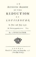 An Authentic Account of the Reduction of Louisbourg, in June and July 1758. 1275703224 Book Cover