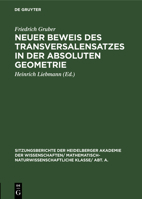 Neuer Beweis des Transversalensatzes in der absoluten Geometrie 3111189961 Book Cover