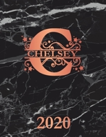 Chelsey: 2020. Personalized Name Weekly Planner Diary 2020. Monogram Letter C Notebook Planner. Black Marble & Rose Gold Cover. Datebook Calendar Schedule 1708208771 Book Cover