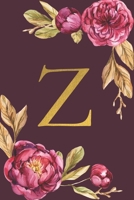 Z: Personalized Initial Monogram Blank Lined Notebook Journal Printed Peony flowers, for Women and Girls 6x9 inch. Christmas gift, birthday gift idea 1676301518 Book Cover