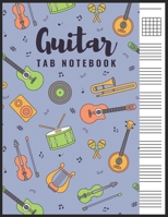Guitar Tab Notebook: Blank 6 Strings Chord Diagrams & Tablature Music Sheets with Unique Themed Cover 1691543969 Book Cover