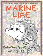 Marine life - Coloring Book for adults - Stingray fish, Chinese carps, Seashell, Moray, other B08RC5RF1C Book Cover