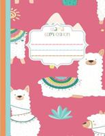 Llama Composition: Wide Rule - Dark Pink Color - Llama Composition Notebook - School Composition Notebook - 8.5 inches x 11 inches 1075464889 Book Cover