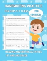 Handwriting Practice For Kids 5-7, 200 Sentences: Reading and Writing Activities For 1st and 2nd Grade | Blue Cover B0DRVC41QM Book Cover