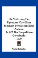 Die Verletzung Des Eigentums Oder Eines Sonstigen Privatrechts Eines Andern: In 823 Des Burgerlichen Gesetzbuchs (1899) 1161134948 Book Cover