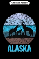 Composition Notebook: Alaska Wolves Howling Distressed Blue Vintage Moon Premium Journal/Notebook Blank Lined Ruled 6x9 100 Pages 1704143829 Book Cover