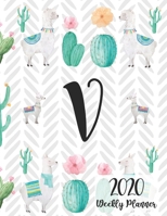 2020 Weekly Planner Monogram Letter V: Personalized 8.5x11 Weekly Planner for Llama Lovers 1651108382 Book Cover