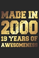 19 Years Of Awesomeness: Blank Lined Journal, Golden, Happy 19th Birthday Notebook, Diary, Logbook, Perfect Gift For 19 Year Old Boys And Girls 1700620096 Book Cover