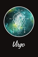 Zodiac Journal: Beautiful Virgo Line Drawing With Sacred Geometry Accent On A Yellow and Green Constellation 1692571192 Book Cover