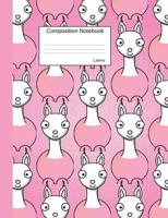 Llama Composition Notebook: Graph Paper Book to write in for school, take notes, for kids, teens, students, teachers, homeschool, pink Cartoon Animal Cover 1724536133 Book Cover