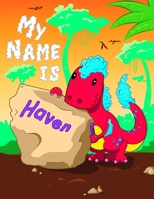 My Name is Haven: 2 Workbooks in 1! Personalized Primary Name and Letter Tracing Book for Kids Learning How to Write Their First Name and the Alphabet with Cute Dinosaur Theme, Handwriting Practice Pa 1692378171 Book Cover