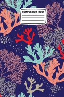 Composition Book: Tropical Palm Floral Coral Ocean Pattern 1701514397 Book Cover