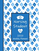 2020 Nursing Student Weekly Planner: LPN RN Nurse CNA Education Monthly Daily Class Assignment Activities Schedule Journal Pages Watercolor Geometric Diamond Shapes Blue 1673681255 Book Cover