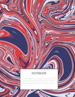 Notebook: 8.5 x 11 -150 Pages - One Subject - College Ruled Composition Notebook For Writing and Note Taking For Kids, Teens and Adults - Red White & Blue Marbling Art Design Matte Cover 1696424259 Book Cover