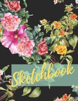 Sketchbook: 8.5X11 inches notebook, blank page journal , 100 pages plank paper for sketcher, girls , women , flower lover , lovely and beautiful ... collection ,wildflowers , black cover 1713462400 Book Cover