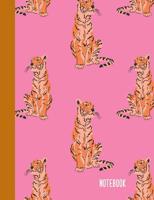 Notebook: College Ruled Composition Book with Cute Tiger Cover Design in Pink and Orange 1073667642 Book Cover