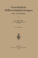 Gewohnliche Differentialgleichungen Nebst Anwendungen 3642519008 Book Cover
