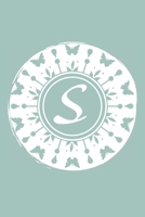 S: Initial S Monogram Notebook Journal Gift Pale blue Butterfly Circle design 1673356516 Book Cover