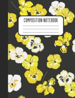 Composition Notebook: Black Gold Pansy Designer College Ruled Lined Blank Notebook Journal Notepad 1704089018 Book Cover