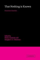 Quod nihil scitur 0521069521 Book Cover