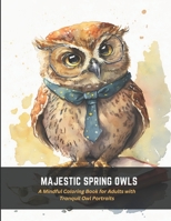 Majestic Spring Owls: A Mindful Coloring Book for Adults with Tranquil Owl Portraits B0C47NHBCP Book Cover