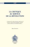 La Critique Au Service de la Revolution 9042908068 Book Cover