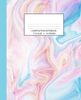Composition Notebook: Marbled Wide Ruled One Subject Pink Blue 1089136676 Book Cover
