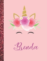 Brenda: Brenda Marble Size Unicorn SketchBook Personalized White Paper for Girls and Kids to Drawing and Sketching Doodle Taking Note Size 8.5 x 11 1658389840 Book Cover