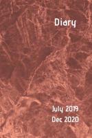 Diary July 2019 Dec 2020: Burgency red marble design. 6x9 week to a page 18 month diary. Space for notes and to do list on each page. Perfect for teachers, students and small business owners. 1077618166 Book Cover
