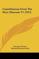 Contributions From The Heye Museum V1 1120681065 Book Cover