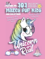 101 Mazes For Kids: SUPER KIDZ Book. Children - Ages 4-8 (US Edition). Cartoon Glasses Unicorn, Pink w custom art interior. 101 Puzzles w solutions - ... (Superkidz - Unicorn 101 Mazes for Kids) 1672819326 Book Cover