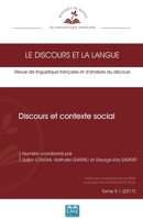 Discours et contexte social (Le Discours Et La Langue) (French Edition) 280663606X Book Cover