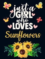 Just a Girl Who Loves Sunflowers: Sunflower Gift for Her: Pretty Yellow Sunflower Notebook for Girls to Write in Cute Blank Lined Flower Notebook with Funny Romantic Quote Beautiful Large Dark Blue Su 1690933496 Book Cover