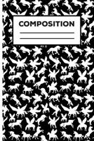 Composition: Unicorn Pegasus Black And White Composition Notebook Wide Ruled 6 x 9 inch For Girls, Students And School 1079985670 Book Cover