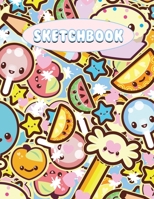 Sketchbook: Kawaii Food Cute Anime 100 Pages of 8.5” x 11” Blank Paper For Drawing, Sketching and Doodling (Sketchbooks For Kids And Adults) 1724691724 Book Cover