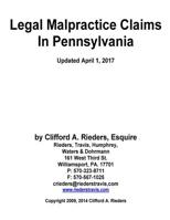 Legal Malpractice Claims In Pennsylvania 1515022293 Book Cover