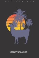 Strandlama Monatsplaner: Monatsübersicht (Termine, Ziele, Notizen, Wochenplan) für Lama und Alpaka Liebhaber und Freunde (German Edition) 1659637589 Book Cover
