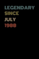 Legendary Since July 1988 - Birthday Gift For 31 Year Old Men and Women Born in July 1988: Blank Lined Retro Journal Notebook, Diary, Vintage Planner 1708174729 Book Cover