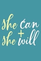 She Can + She Will: Blank Lined Notebook: Bible Scripture Christian Journals Gift 6x9 110 Blank Pages Plain White Paper Soft Cover Book 1712145649 Book Cover